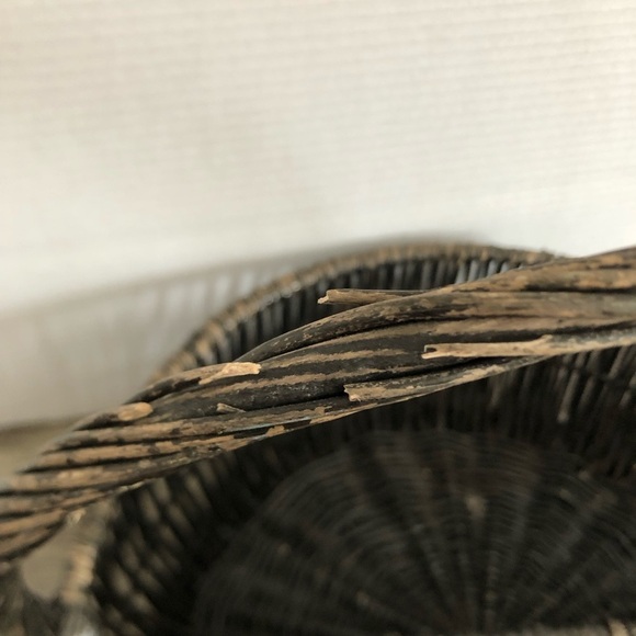 Vtg Black Wicker Basket Wall Decor - Picture 6 of 10